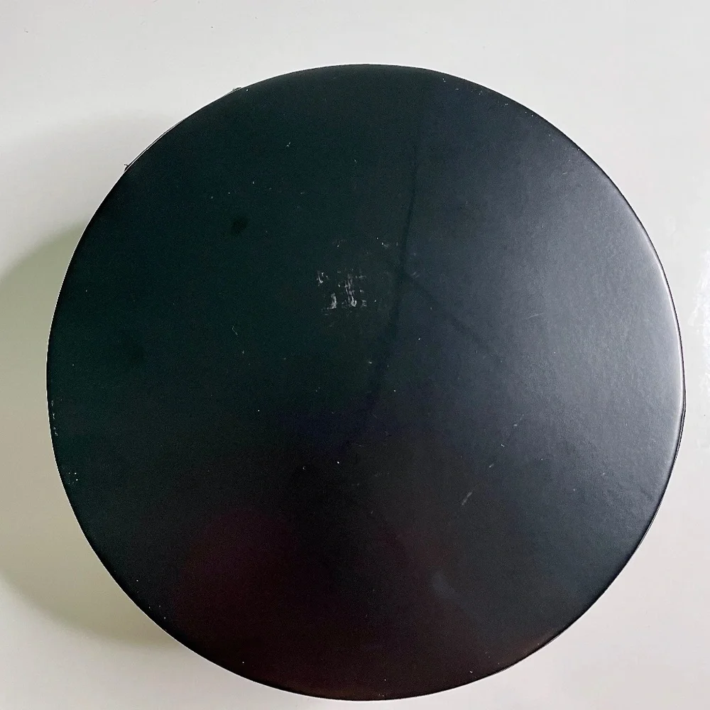 Lanvin Paris Black Faux Leather Round Circular Empty Storage Gift Box